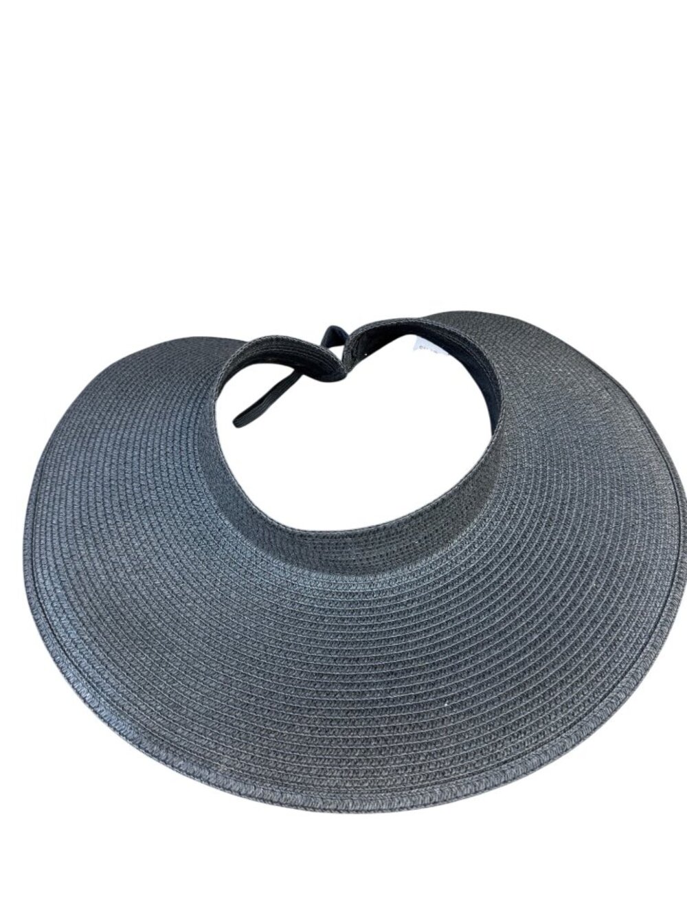 Shade & Shore Womens Black Straw Adjustable Wide Brim Visor Sun Hat